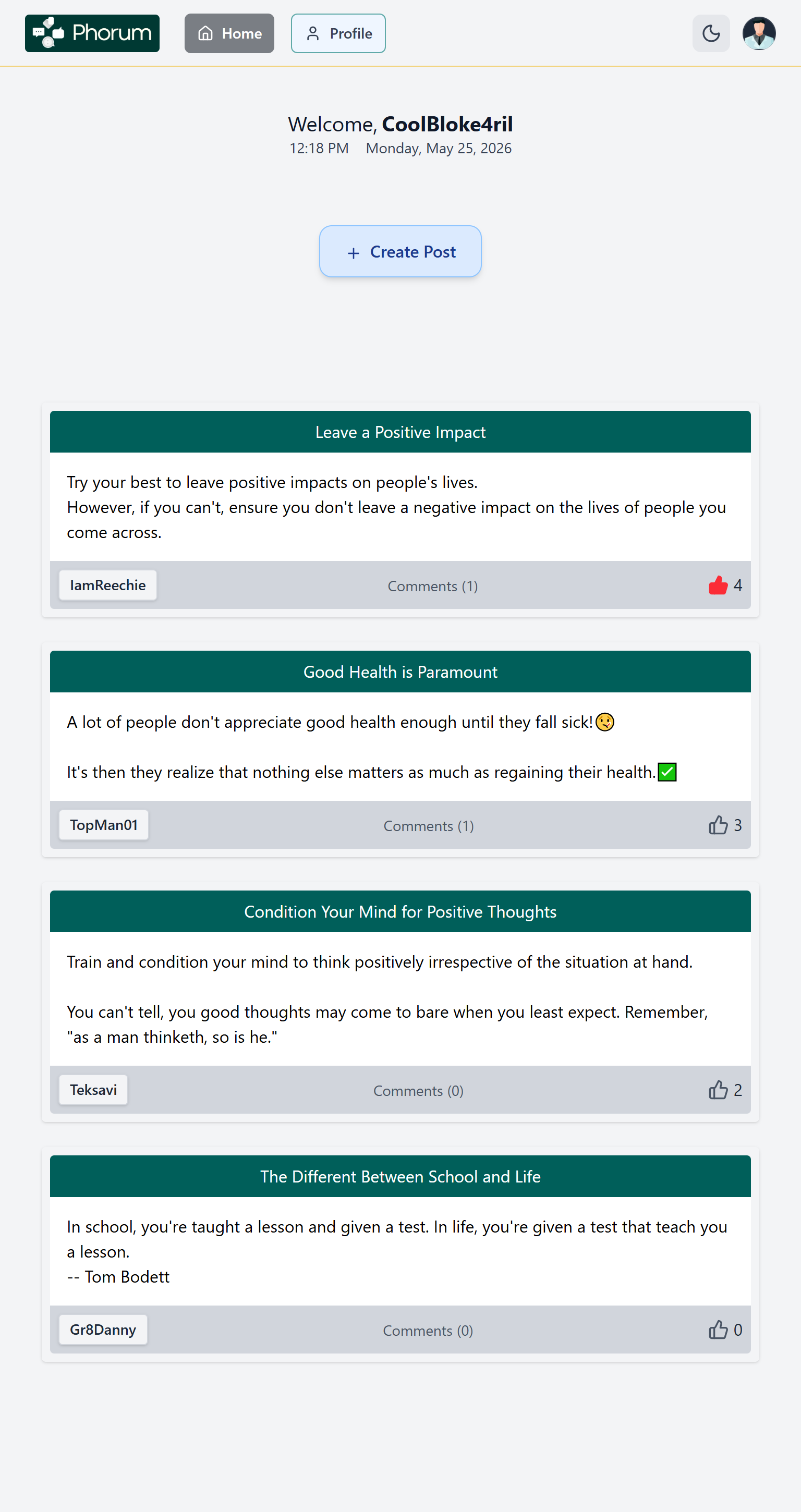 Phorum mobile view